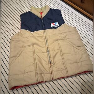 Men's Navy and Tan Quilted Vest